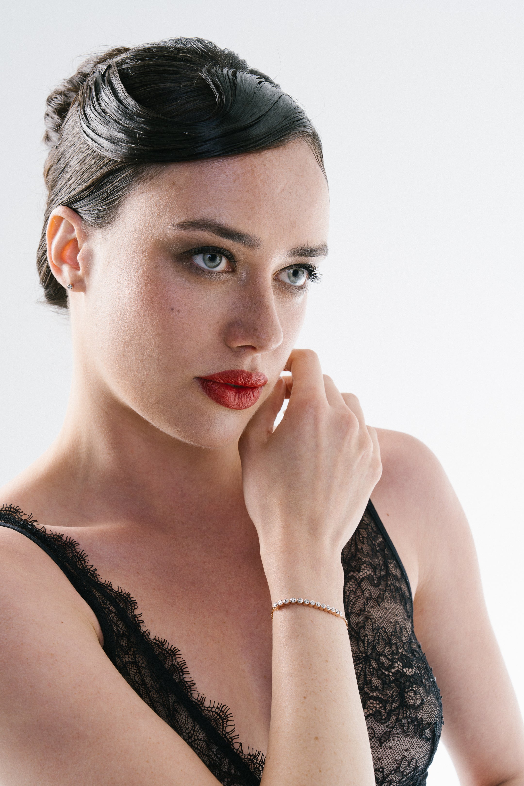 LOVEyourself Rose Gold Round Diamond Earrings & Rose Gold Diamond Bracelet