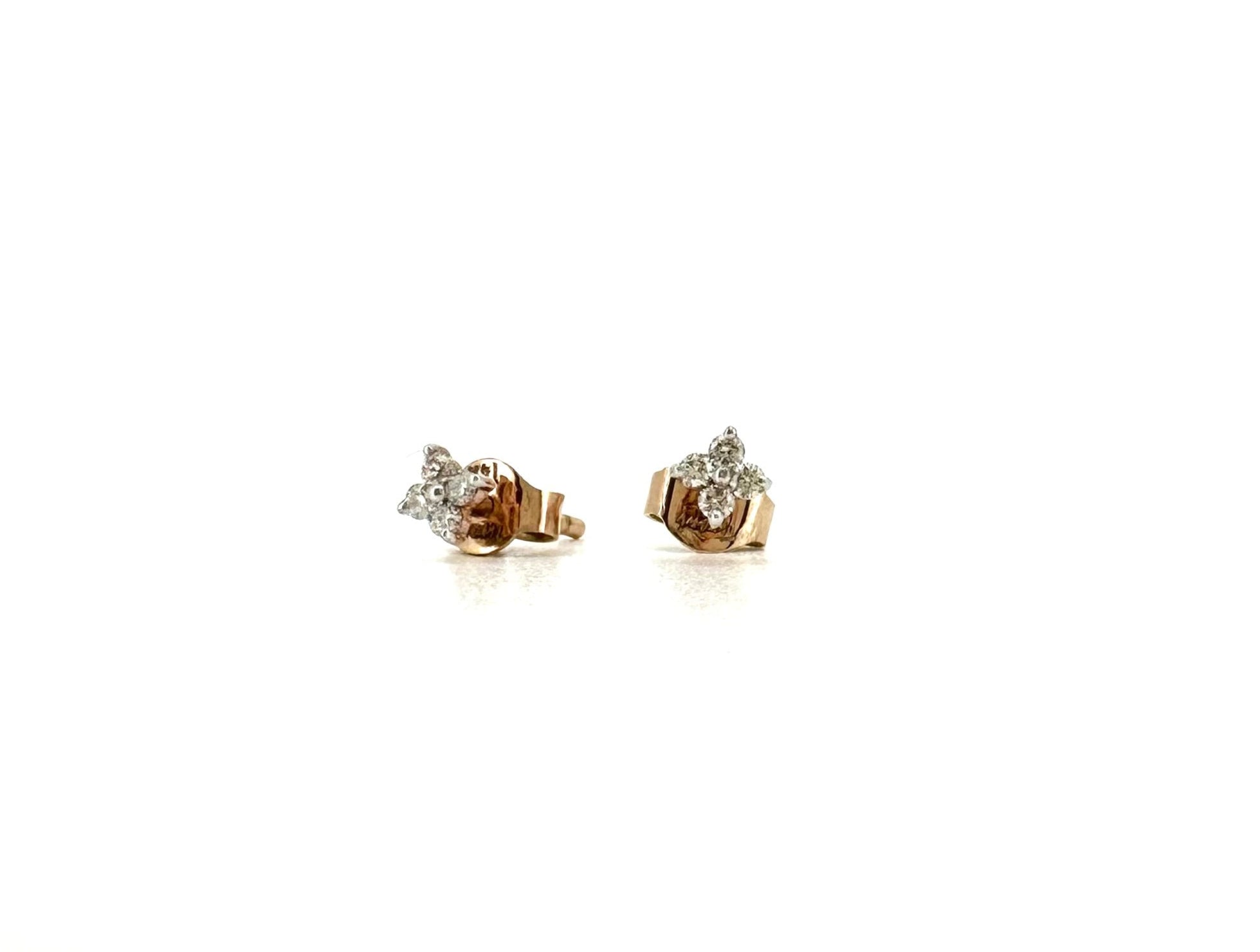 Mini Rose Gold Flower Diamond Earrings