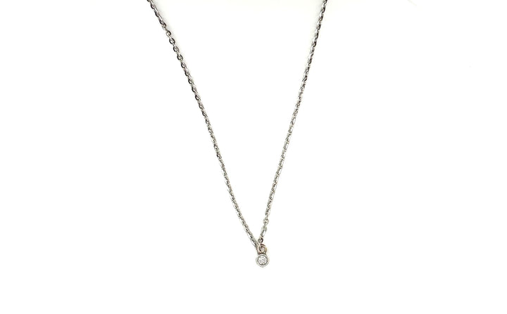 LOVEyourself Round White Gold Diamond Necklace & Mini Diamond White Gold Dainty Chain Necklace
