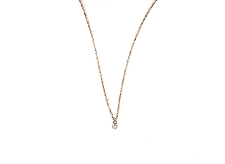 LOVEyourself Round Rose Gold Diamond Necklace & Mini Diamond Rose Gold Dainty Chain Necklace